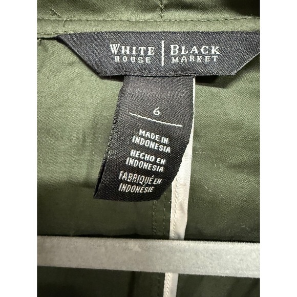 White House Black Market Green Short Sleeve Jacket Satin Material Size 6 - Picture 6 of 6